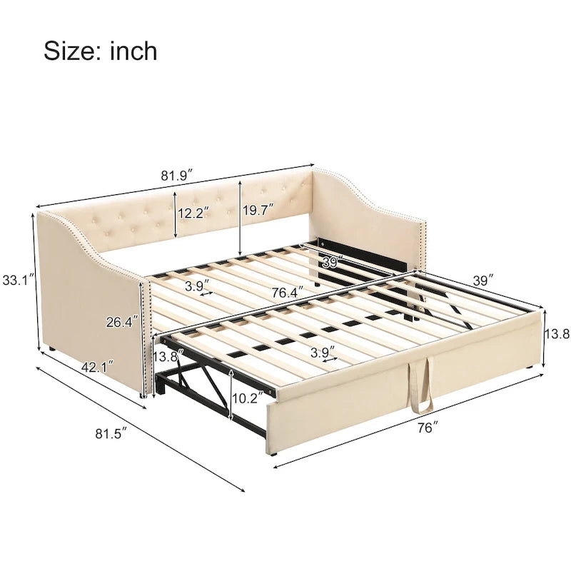 Modern Twin Size Daybed with Pop Up Trundle