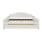Full Size Upholstered Daybed with Shell Backrest and Trundle