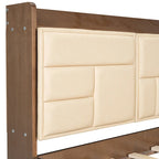 Wood Twin Size Wood Daybed with Upholstered Headboard, USB Ports, and 2 Drawers