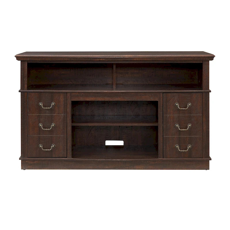 Traditional 60 TV Stand with Open and Closed Storage Space for TVs Up to 65