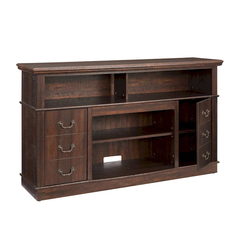 Traditional 60 TV Stand with Open and Closed Storage Space for TVs Up to 65