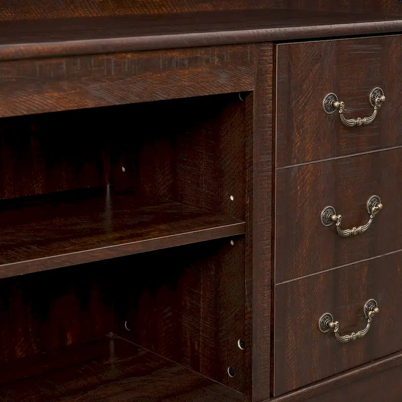 Traditional 60 TV Stand with Open and Closed Storage Space for TVs Up to 65