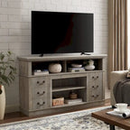 Traditional 60 TV Stand with Open and Closed Storage Space for TVs Up to 65
