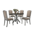 5-Piece Vintage Dining Set with Round Pedestal Table & Chairs