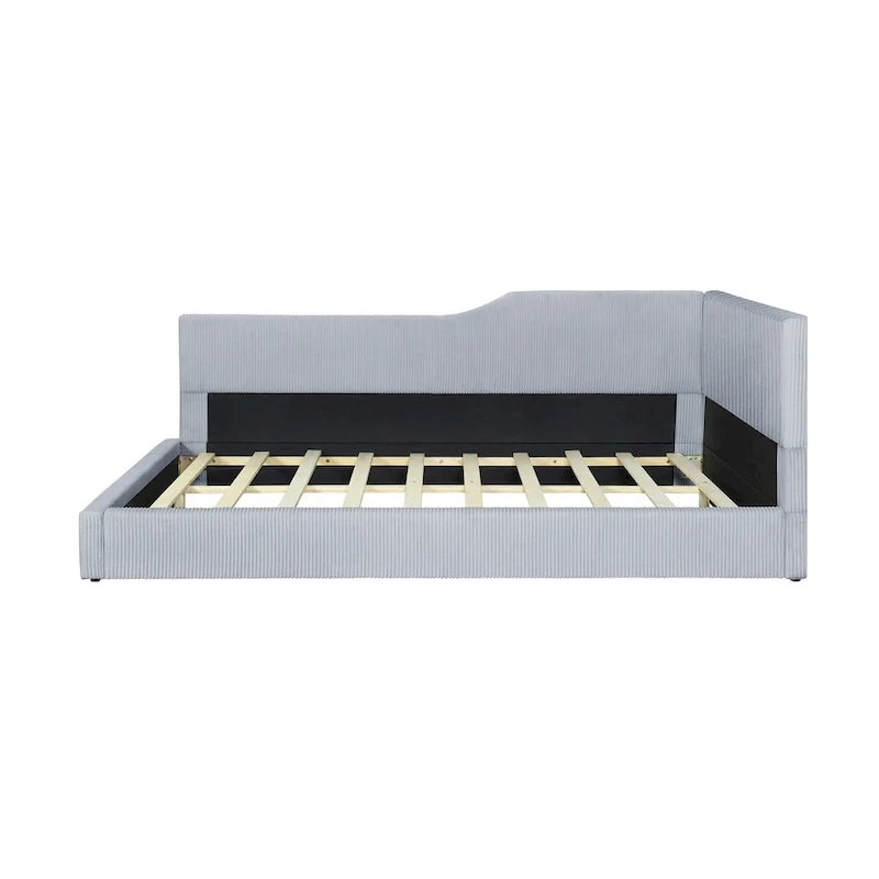 Full Size L-Shaped Daybed with Solid Frame, 500LBS Weight Capacity