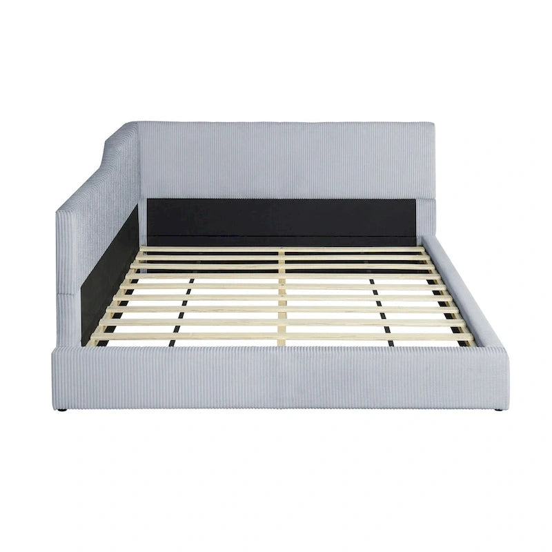 Full Size L-Shaped Daybed with Solid Frame, 500LBS Weight Capacity
