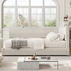 Full Size L-Shaped Daybed with Solid Frame, 500LBS Weight Capacity