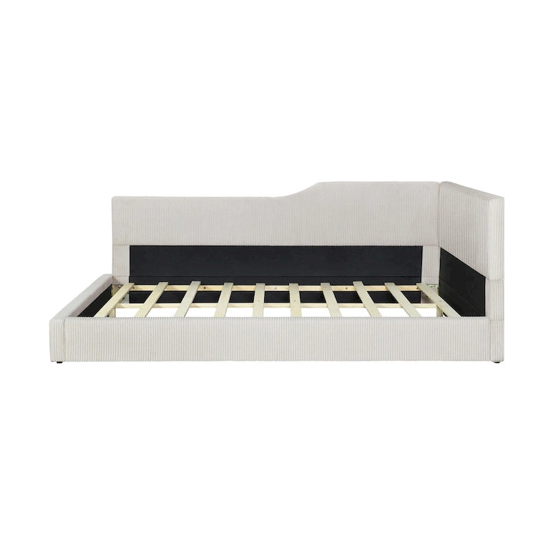 Full Size L-Shaped Daybed with Solid Frame, 500LBS Weight Capacity