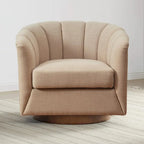 Fabric Swivel Chair with 360 Rotation, Wooden Base and 350lb Weight Capacity