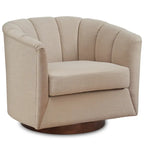 Fabric Swivel Chair with 360 Rotation, Wooden Base and 350lb Weight Capacity