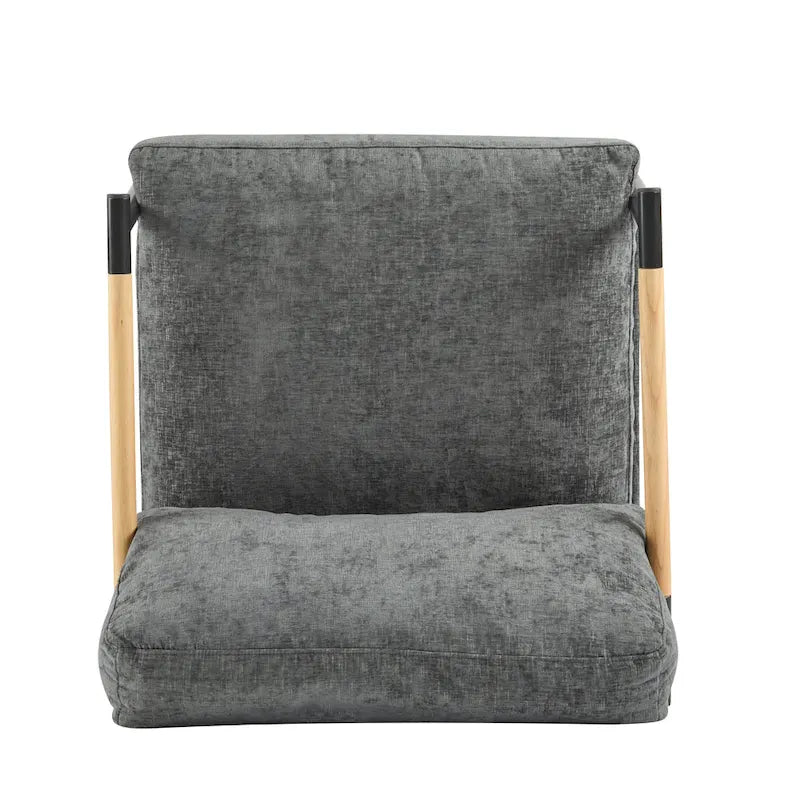 Polyester Accent Chair with Metal Frame & Wooden Armrests