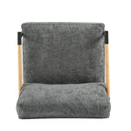Polyester Accent Chair with Metal Frame & Wooden Armrests