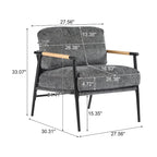 Polyester Accent Chair with Metal Frame & Wooden Armrests