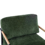 Polyester Accent Chair with Metal Frame & Wooden Armrests