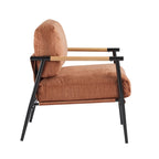 Polyester Accent Chair with Metal Frame & Wooden Armrests