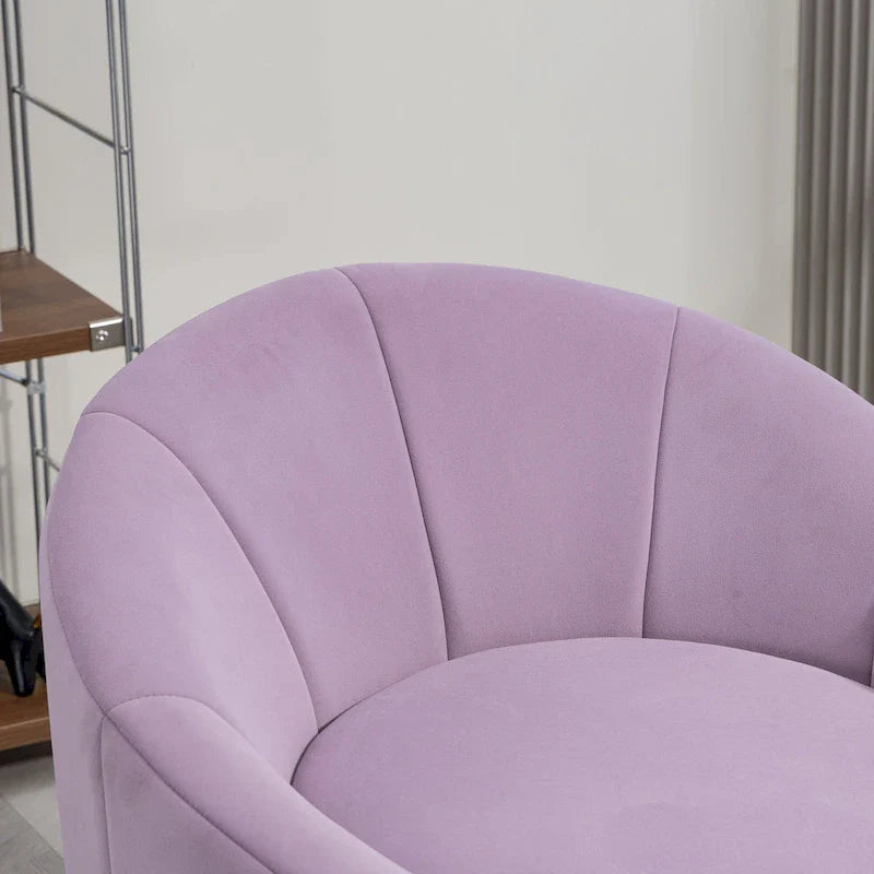 Modern 28.75 Velvet Upholstered 360 Swivel Accent Chair with Wood Frame and Waist Cushion