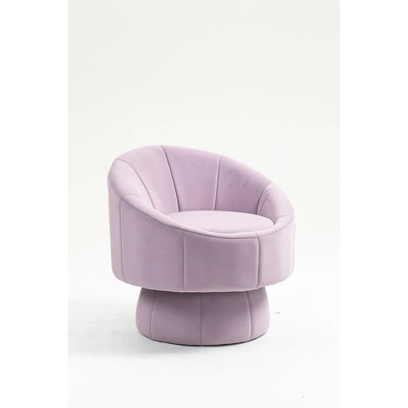 Modern 28.75 Velvet Upholstered 360 Swivel Accent Chair with Wood Frame and Waist Cushion