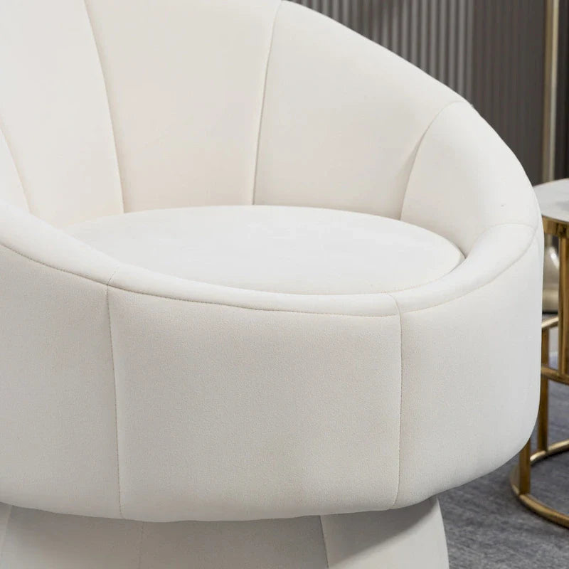 Modern 28.75 Velvet Upholstered 360 Swivel Accent Chair with Wood Frame and Waist Cushion
