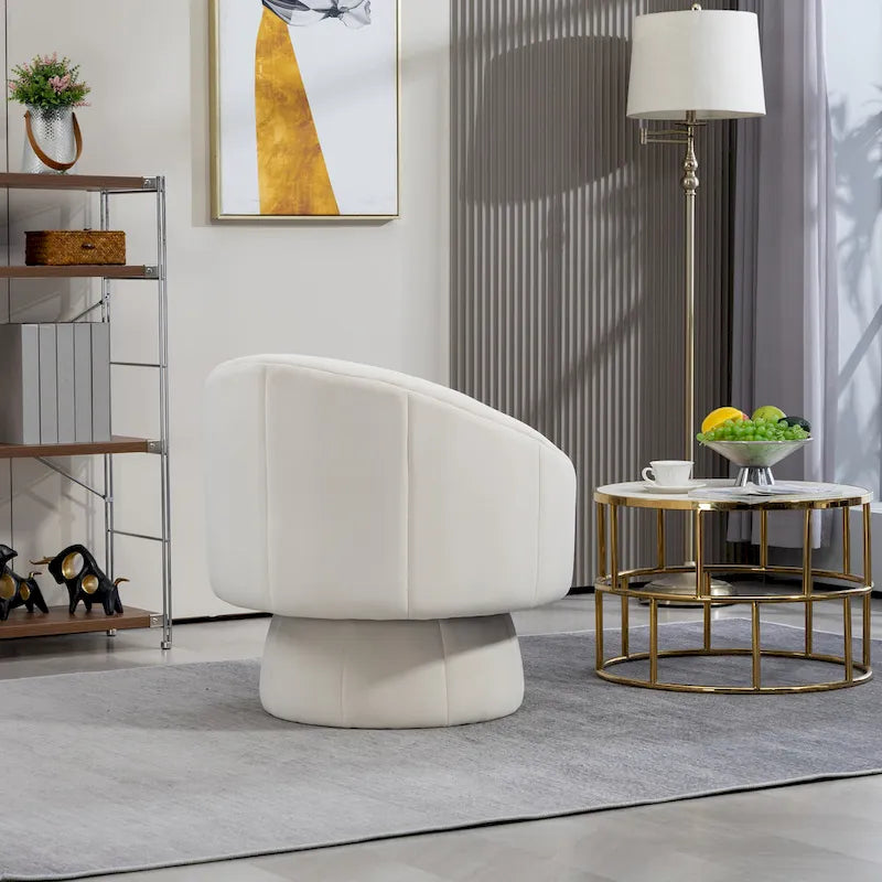 Modern 28.75 Velvet Upholstered 360 Swivel Accent Chair with Wood Frame and Waist Cushion
