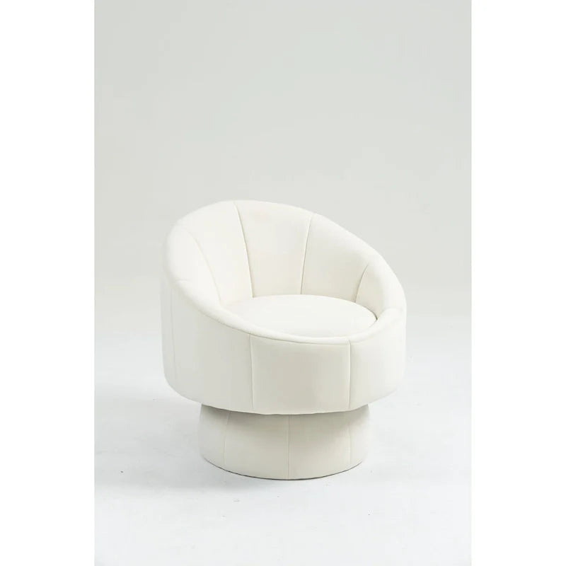 Modern 28.75 Velvet Upholstered 360 Swivel Accent Chair with Wood Frame and Waist Cushion