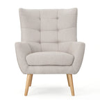 Modern 32.5 High Back Upholstered Button Tufted Wingback Chair with Rubber Wood Legs