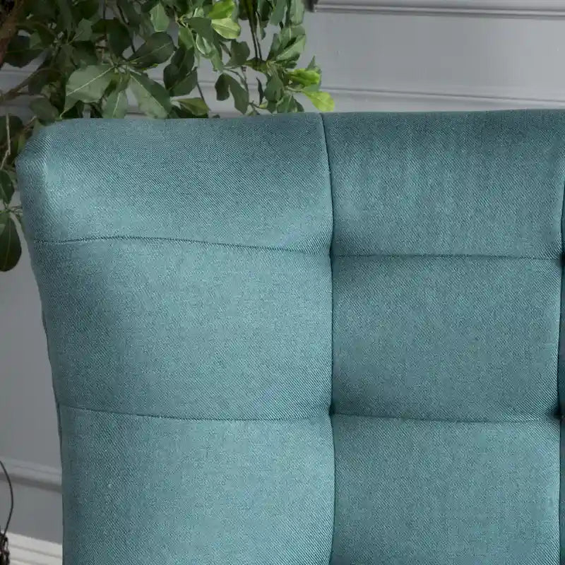 Modern 32.5 High Back Upholstered Button Tufted Wingback Chair with Rubber Wood Legs