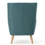 Modern 32.5 High Back Upholstered Button Tufted Wingback Chair with Rubber Wood Legs