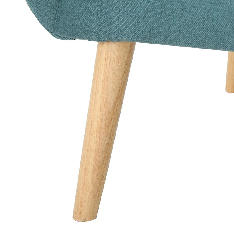 Modern 32.5 High Back Upholstered Button Tufted Wingback Chair with Rubber Wood Legs