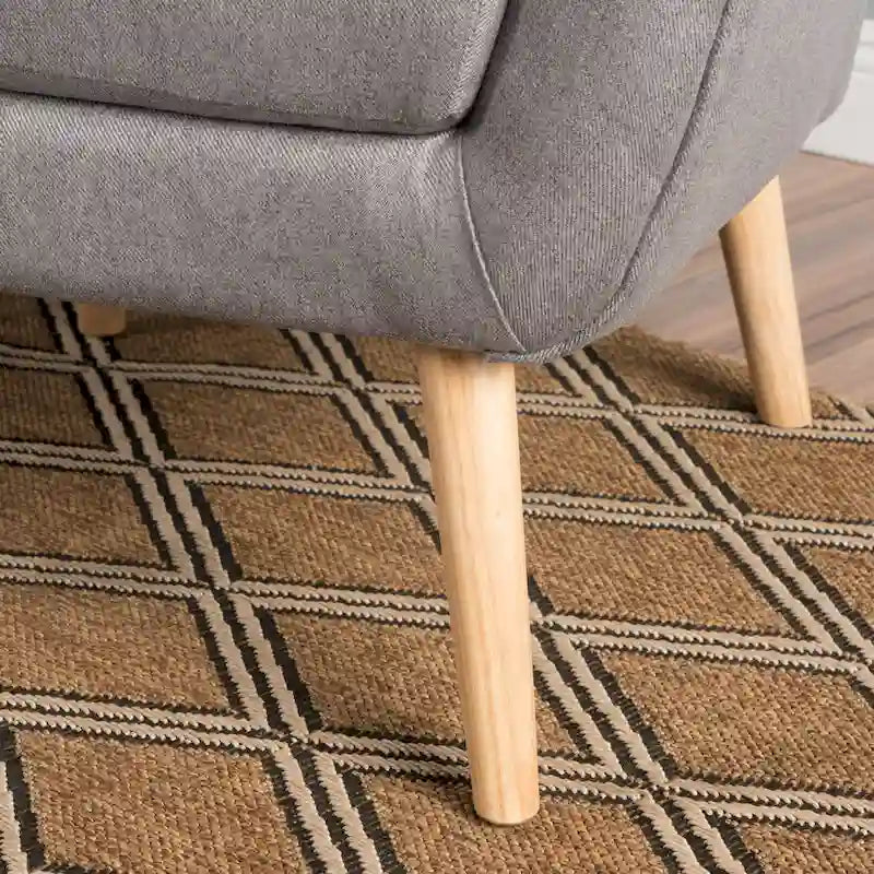 Modern 32.5 High Back Upholstered Button Tufted Wingback Chair with Rubber Wood Legs
