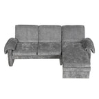 94.1 Chenille L-Shaped Futon Sofa with Adjustable Backrest & Reversible Chaise