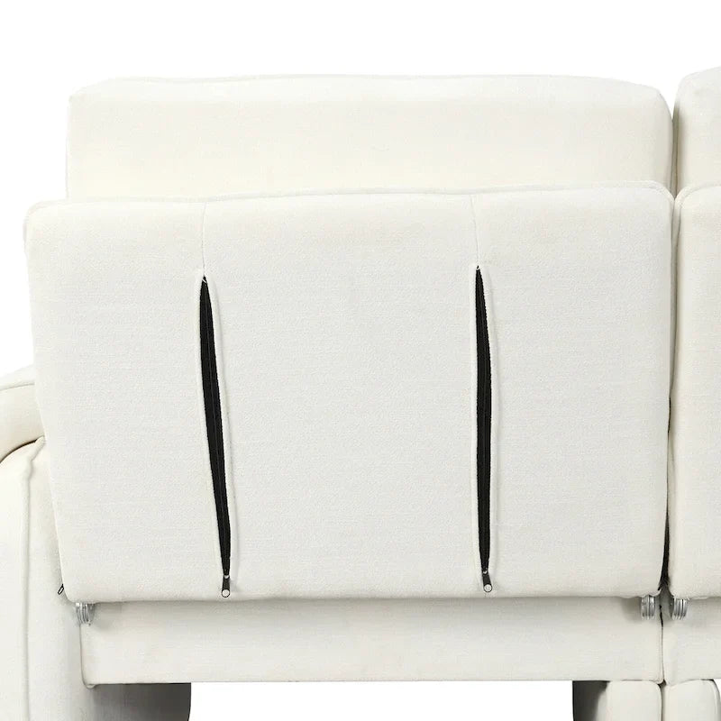 94.1 Chenille L-Shaped Futon Sofa with Adjustable Backrest & Reversible Chaise