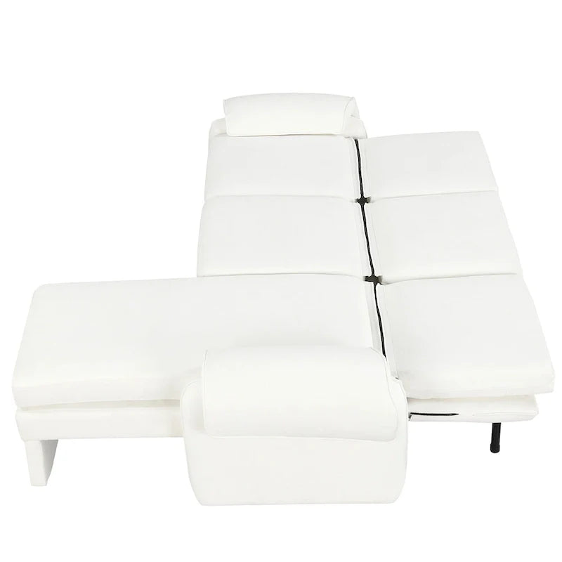 94.1 Chenille L-Shaped Futon Sofa with Adjustable Backrest & Reversible Chaise