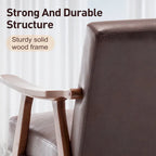 Dark Brown Modern 26 Accent Chair with Solid Wood Frame and Extra-Thick Backrest