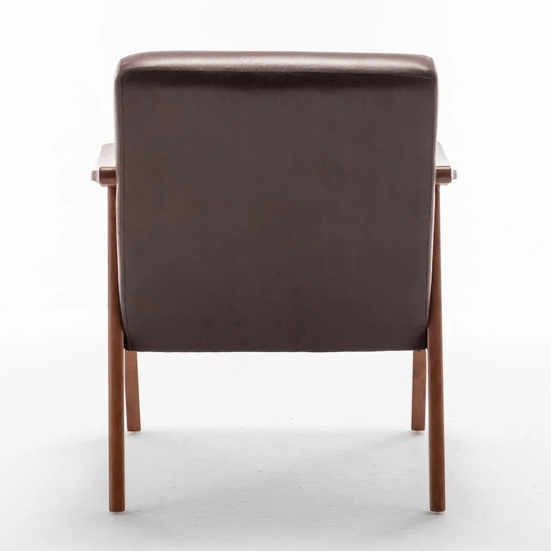 Dark Brown Modern 26 Accent Chair with Solid Wood Frame and Extra-Thick Backrest