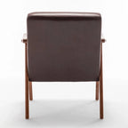 Dark Brown Modern 26 Accent Chair with Solid Wood Frame and Extra-Thick Backrest