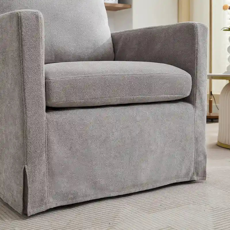 Modern 29.92 Chenille 360 Swivel Accent Chair with Solid Wood Frame and Removable Back Cushion