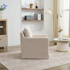 Modern 29.92 Chenille 360 Swivel Accent Chair with Solid Wood Frame and Removable Back Cushion