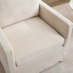 Modern 29.92 Chenille 360 Swivel Accent Chair with Solid Wood Frame and Removable Back Cushion