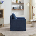 Modern 29.92 Chenille 360 Swivel Accent Chair with Solid Wood Frame and Removable Back Cushion