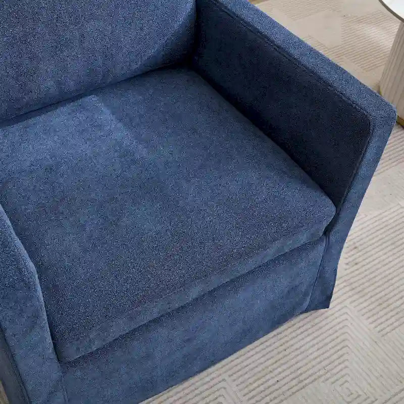 Modern 29.92 Chenille 360 Swivel Accent Chair with Solid Wood Frame and Removable Back Cushion