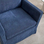 Modern 29.92 Chenille 360 Swivel Accent Chair with Solid Wood Frame and Removable Back Cushion