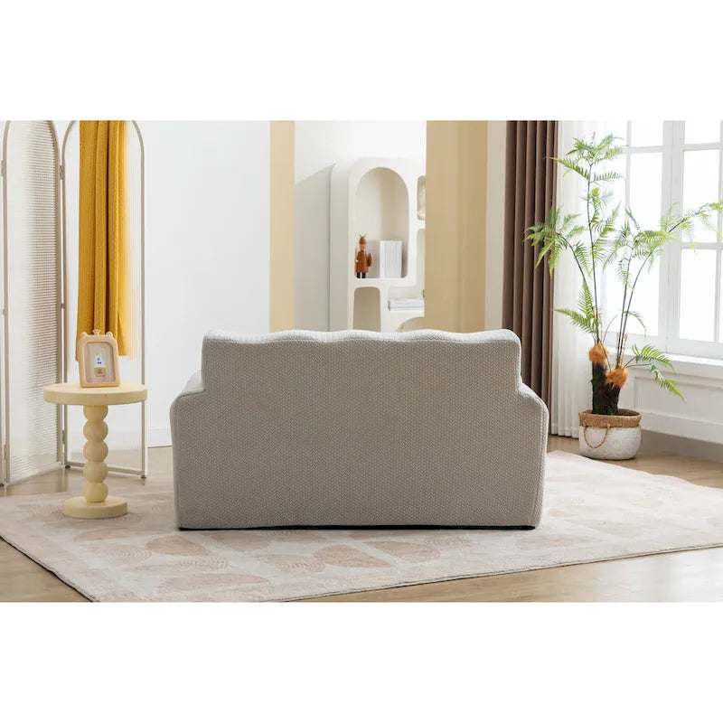 Beige Modern 53.15 Buttons Tufted Accent Chair with Pure Foam and Large Cushion for Living Room