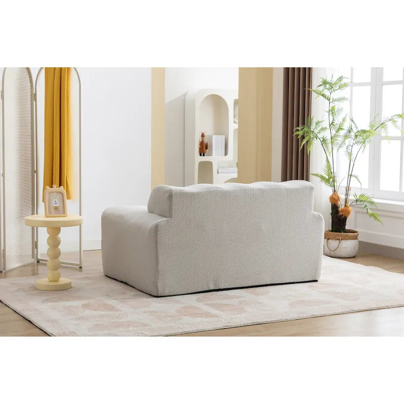 Beige Modern 53.15 Buttons Tufted Accent Chair with Pure Foam and Large Cushion for Living Room