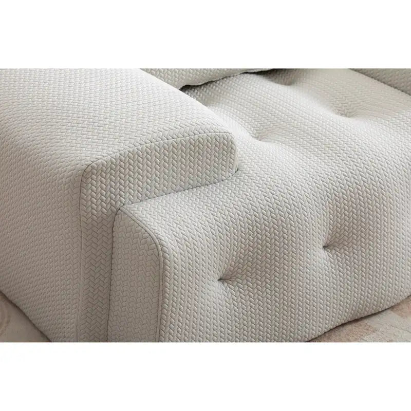 Beige Modern 53.15 Buttons Tufted Accent Chair with Pure Foam and Large Cushion for Living Room