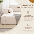 112 Boucle Modular Sectional Sofa with Free Side Table, Wide Seat Design and No Assembly Required