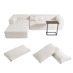 112 Boucle Modular Sectional Sofa with Free Side Table, Wide Seat Design and No Assembly Required