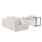 112 Boucle Modular Sectional Sofa with Free Side Table, Wide Seat Design and No Assembly Required