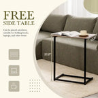 112 Boucle Modular Sectional Sofa with Free Side Table, Wide Seat Design and No Assembly Required