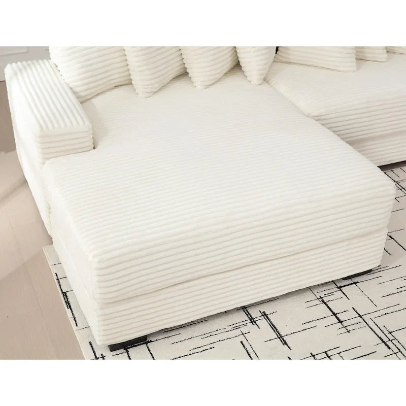 111 Corduroy L-Shaped Sectional Sofa with Oversized Left Chaise