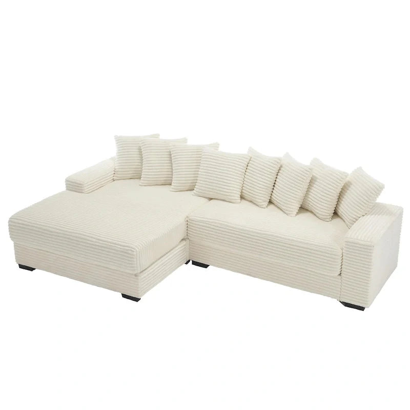 111 Corduroy L-Shaped Sectional Sofa with Oversized Left Chaise